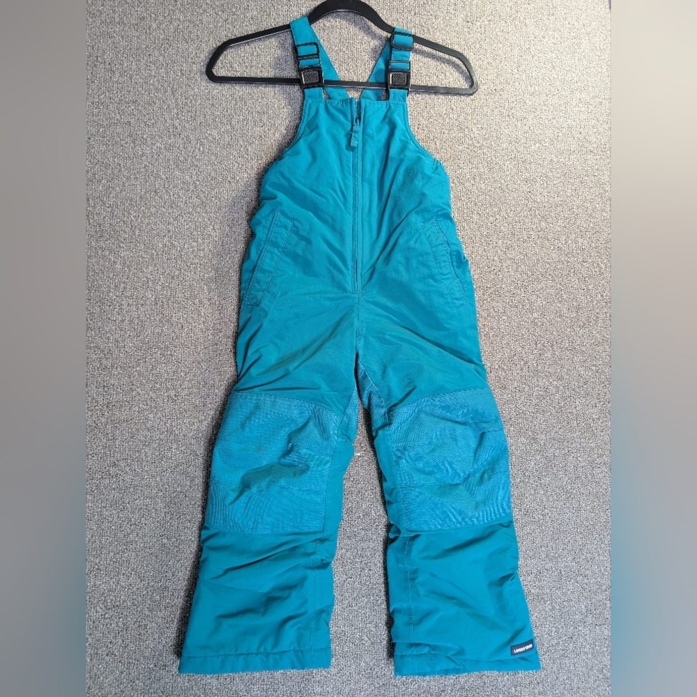 Lands' End Kids Iron Knee Snow Bibs Size 5 Teal Unisex